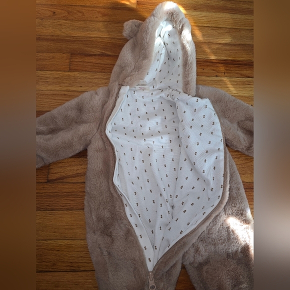 Cozy Tan Kids Footie with Hood - Picture 5 of 9